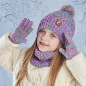 3pcs new unisex kids winter hat scarf gloves set