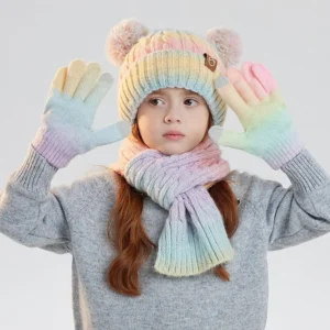 3pcs kids anti cold winter hats scarves gloves ear protection