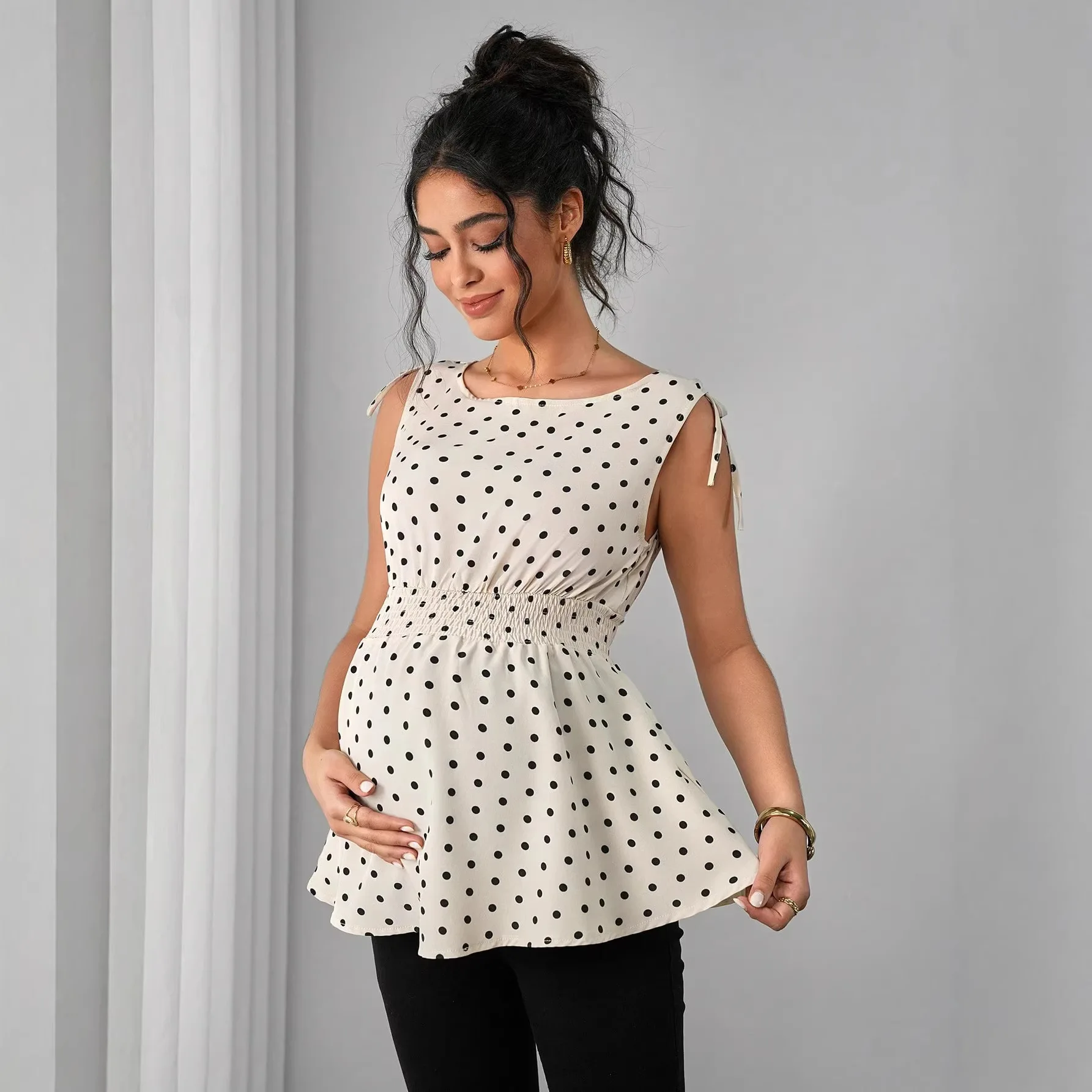 printed straps a line top printed straps a line top