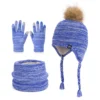 Fashion Warm Winter Hat Scarf Gloves Set
