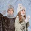 3Pcs Durable Unisex Winter Hat Scarf Gloves Set