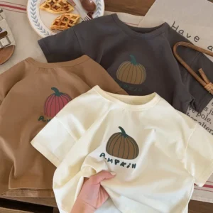 kids clothes little pumpkin print t shirt casual