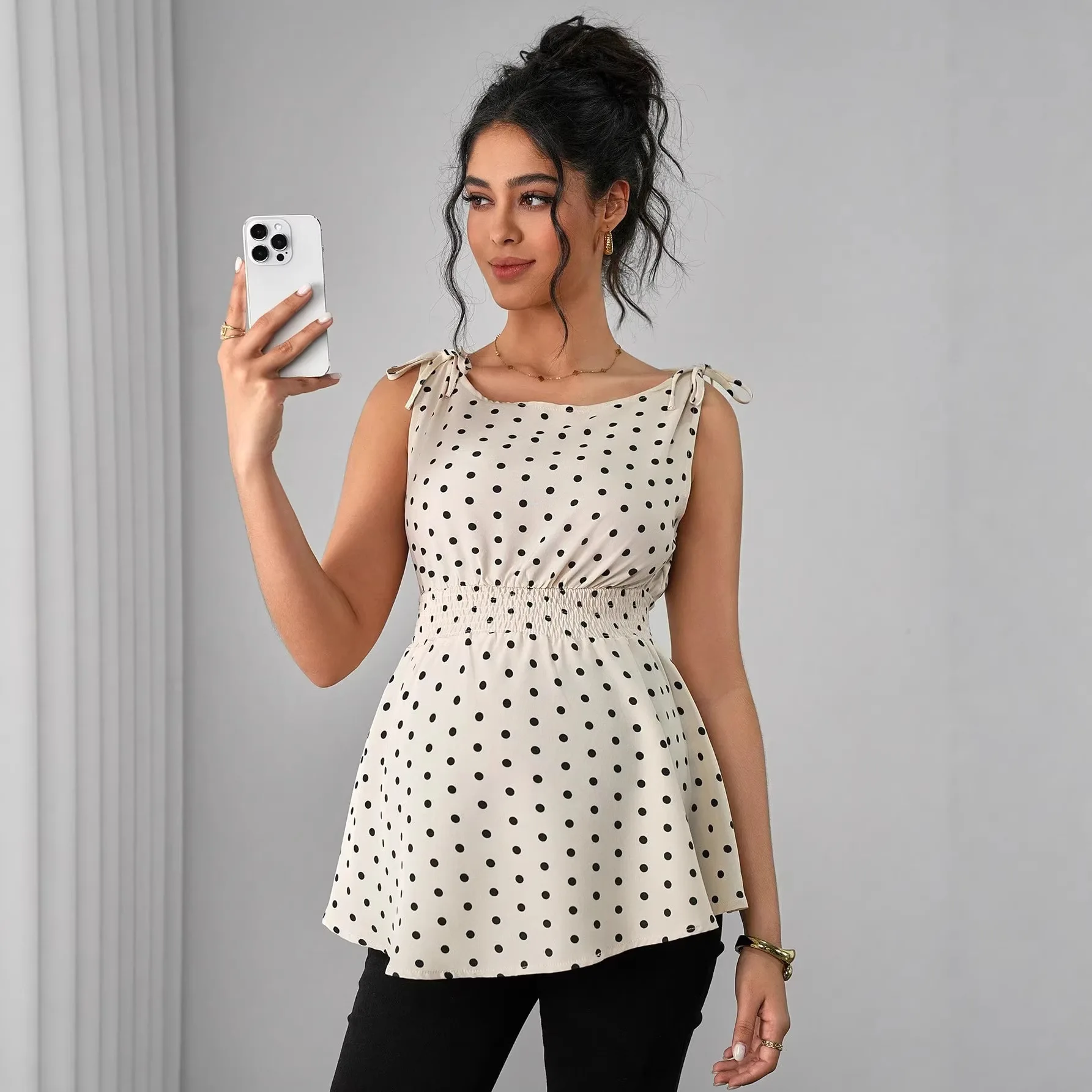 printed straps a line top printed straps a line top